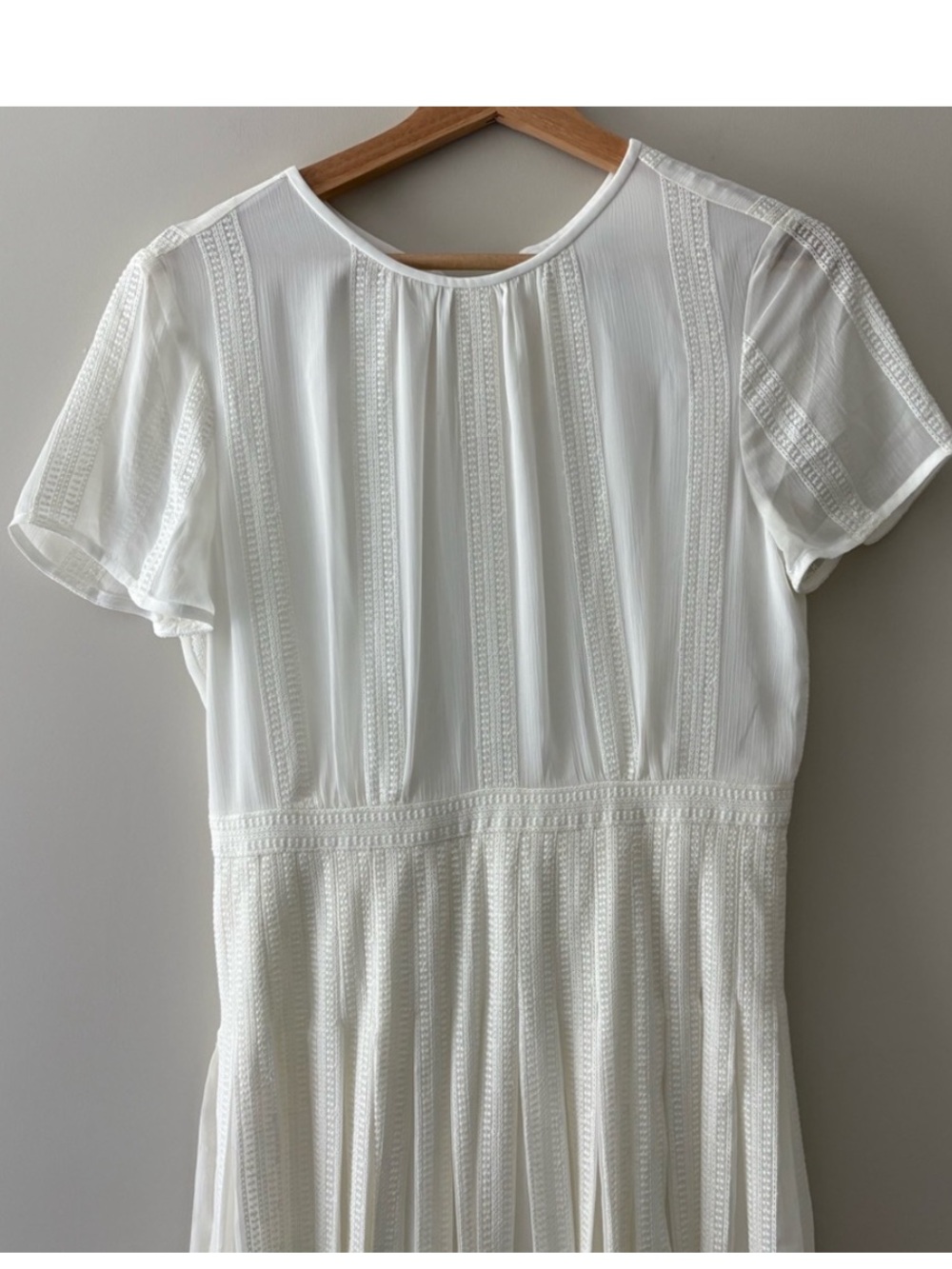 J.Crew Ivory Embroidered Midi Chiffon Fit and Flare Dress Size 10 - Picture 3 of 10